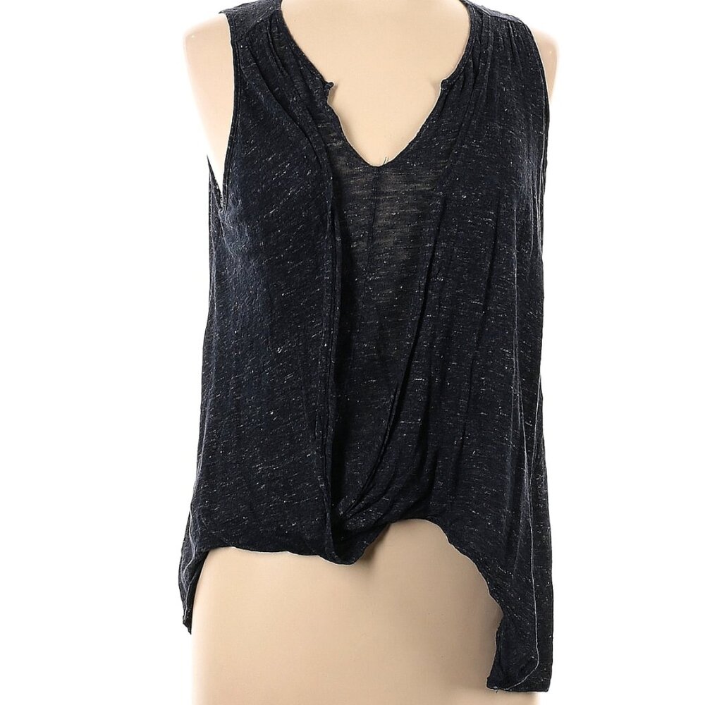 Lola & Sophie Size L asymetrical Sleeveless black cotton blend top